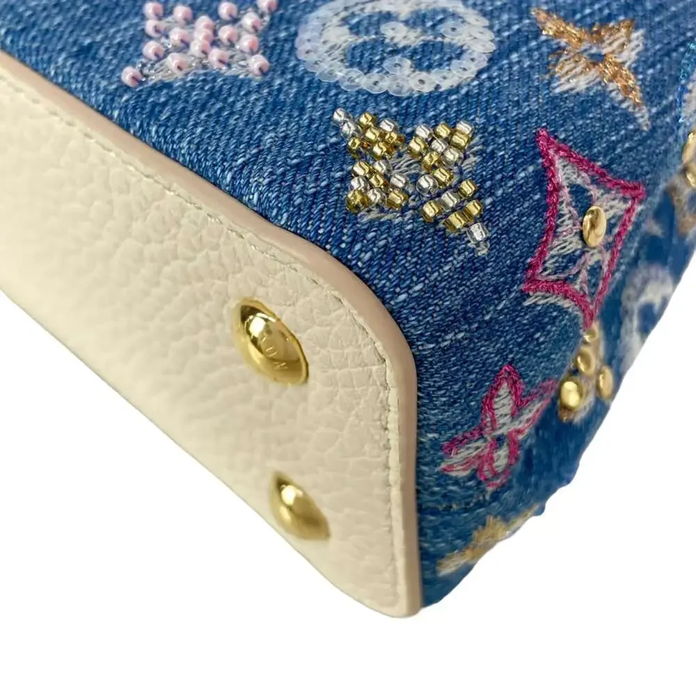 Louis Vuitton Capucines MINI Others Handbag M12947 Denim Blue Cream Denim
